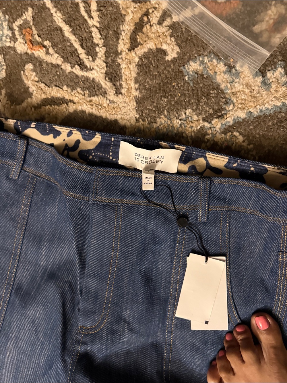 Derek Lam Indigo Straight-Leg Jeans with Contrast Stitching